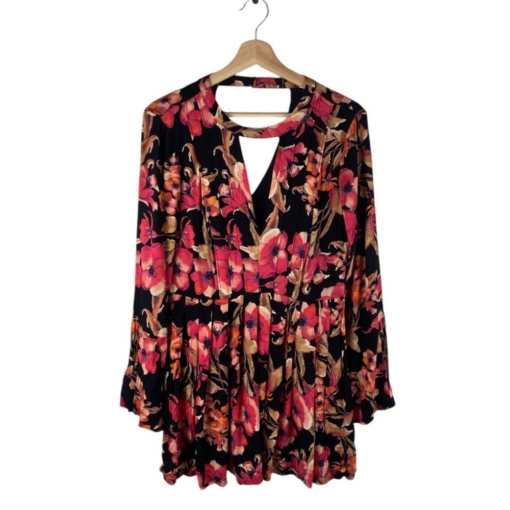 Free People Black and Red Cut Out Tiered Dress - Picture 3 of 9